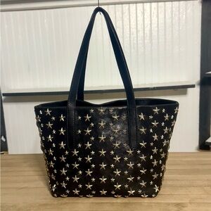 Jimmy Choo Black Leather Star Studded Tote Bag Purse